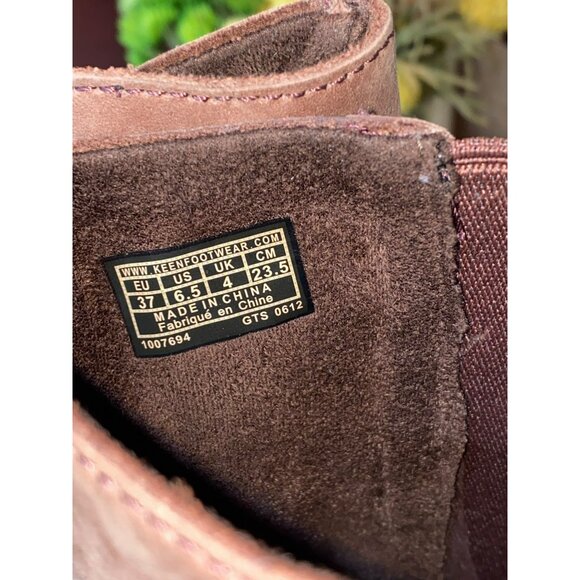 Keen Akita Wedge Slouchy Boots Mid Calf Pull On Mauve Leather Women's 6.5 - Picture 8 of 8